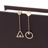 Dangle Earrings Fashion Love Circle Square Asymmetrical Drop Earring Stainless Steel Women Party Wedding Gift Rose Gold Color