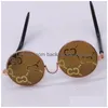 Cão vestuário designer gato cão óculos de sol engraçado óculos redondo metal clássico retro hippie bonito cosplay festa traje po drop entrega dh3ac