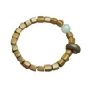 Strand Green Sandalwood Square Sugar Cube With Flexible Ring Craft Ornament Buddha Beads Bracelet