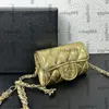 Sacs de taille pour femme avec chaîne en métal argenté/doré, chaîne matelassée réglable, porte-cartes classique, sac d'extérieur, pochette pour clés de styliste 11 x 7,5 x 2 cm.