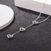 Designer Sterling Silver S925 TIFFAY OCH CO TASSEL Kärlek Halsband Kvinnor Tre hjärtan Inlagd med Diamond Heart Pendant Clavicle Chain Valentines Day