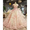 New Dubai 2024 Elegant A Line Wedding Sheer Crew Neck Lace Appliques Beaded Vestios De Novia 3D Flowers Bridal Gowns Sequins Wed Dresses ppliques
