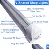 Led Tubes V-Shaped Integrate T8 Tube 2400Mm 4 5 6 8 Ft Feet Fluorescent Lamp 8Ft 4Ft Light Cooler Door Lighting Tra Bright Daylight 65 Dhrnv