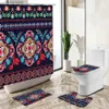 Rideaux de douche Bohème Vintage motif rideau de douche ensemble de salle de bain fleur ethnique géométrique art abstrait tapis antidérapant couverture de toilette tapis de sol Y240316