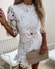 Kadınların Trailtsuits Moda Seti 2024 Yaz Son Sıradan 2 PCS MOCK BENED Kısa Uyku Etek Sıska gidip Guipure Dantel Çok/W Şort