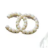 T Brand Designer Letter Brooches Women Men Rhinestone Crystal Pearl Brooch Suit Laple Pin Jewelry Accessories GG