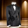 Double Breasted Suit Jacket For Men Wedding Shawl Lapel Slim Fit Groom Blazer With Belt 1 PC Fashion Coat 240313