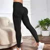 Pantaloni attivi Vita alta Allenamento elastico Leggings da yoga per donna Controllo della pancia Bottino increspato con collant a compressione da palestra senza cuciture tascabili