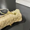 Women Designer Classic Flap Golden Ball And Adjustable Chain Straw Shoulder Bag Leather Quilted Golden Chain Two-tone Stripes Summer Cross Body Bag 19x12cm