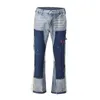 Y2K Jeans Painting Patch Baggy Stacked Jeans Y2K Cargo Flare Hose für Männer Kleidung gewaschene blaue Denim Hose Hose für Herren 240309