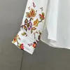 2024 Женские блузки с весенним цветком, дизайнерские белые женские рубашки с длинными рукавами из 100% шелка