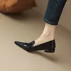 Casual Schoenen Phoentin Retro Eenvoudige Vrouwen Slip Op Puntschoen Loafers Flats Kantoor Dame Patchwork Lage Hakken Ondiepe Pompen FT2882