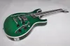 Guitar Green Semihollow Electric Guitar with Flame Maple Veneer,rosewood Fretboard,providing Customized Service