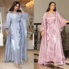 QNPQYX Nieuwe Musilim Vrouwen Drie Delige Set Kwastje Diamanten Jurken voor Vrouwen Ramadan Kaftan Avondjurk Dubai Moslim Luxe Abaya 154