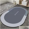 Bath Mats Bathroom Absorbent Mat Tpr3.5Mm Diatom Mud Door Fast Drying Carpet Drop Delivery Home Garden Accessories Otzj3