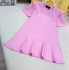 Brand girls dresses kids skirt Silver letter embroidery Princess dress Size 90-150 CM kids designer clothes baby frock 24Mar