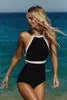 Maillots de bain pour femmes une pièce licou maillot de bain 2024 tendance solide Monokini sport plage push-up maillot de bain taille haute body