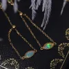 Klusterringar Romantisk och kreativ färg Opal Stone Oval Chain Ring Justerbar ljus lyx i högkvalitativa känsliga silversmycken