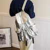 Torby szkolne projektant marki nylon patent skórzany plisowany plecak damski swobodny sznurk