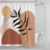 Rideaux de Douche Salle de Bain Abstrait Bohème Rideau de Douche Médiéval Minimal Art Polyester Tissu Rideau de Douche 180 * 180 CM avec 12 Crochets Y240316