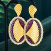 Missvikki magnifique ovale grandes boucles d'oreilles pour femmes de mariage cubique Zircon fiançailles creux fête bijoux pendientes mujer moda 240307