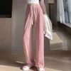 Pantaloni da donna Pantaloni sportivi casual a gamba larga con coulisse a vita alta a costine Pantaloni lunghi larghi larghi a coste Streetwear