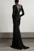 Casual Dresses Women Black Sexy Deep V Neck Open Back Split Mermaid Maxi Dress Elegant Wedding Party Bodycon Golvlängd Vetidos