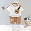 Conjuntos de roupas moda coreana bebê menino conjuntos de roupas crianças crianças menina manga curta shorts camiseta ternos verão