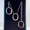 Designer High version V-gold tiffay and co U-shaped lock necklace for women 18k niche LOCK series small half diamond color separation pendant collarbone chain
