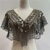 Scarves 1920s Flapper Shawl Vintage Embroidered Sequin Black Lace Short Cover Up Dress Accessory Mesh Beaded Cape Party