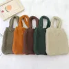 Shoppingväskor vintage ulltråd stickning handväska för kvinnor liten mobiltelefon väska vinter mini handleds miljövänlig återanvändbar