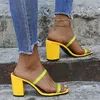 Hausschuhe Pvc Frauen Pumpen Chunky High Heels Chaussure Klar Transparent Sommer Sandalen Schuhe Frau Zapatos Mujer Sapato 94