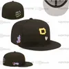 2024 Męskie baseball pełne zamknięte czapki Summer królewski błękit Bone Men Men Black Kolor Wszystkie 32 drużyny Casual Sport Flat Hats „Series” „Love Hustle Flowers F24-039