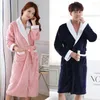 Women's Sleepwear Full Sleeve Long Intimate Lingerie With Belt Home Dressing Gown Coral Fleece Kimono Bathrobe For Sweet Couple