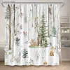 Shower Curtains Forest Animals Shower Curtains Brown Bear Fox Deer Rabbit Birds Plant Modern Bath Curtain Fabric Bathroom Decoration with Hooks Y240316