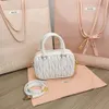 Design handbag clearance sale 2024 New Miao Folded Ball Soft Leather Handbag Fashionable and Shoulder Bag