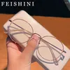 Sonnenbrille Feishini Computerbrille Männer Brillengestelle Anti-Blaulicht-Brille Blendung Brillengestell Frauen Runde klare Linse Fake Glasse