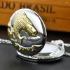 Montres de poche Vintage pour hommes, sculpture de poisson, Quartz, collier pour hommes, boîtier gravé en 3D, chaîne Fob, horloge en Bronze, cadeau de pêcheur