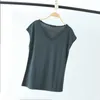 2023 T-shirt bez rękawów Women Summer Nowy stały kolor Slim Fit Modalny bawełniany w dekolcie dół