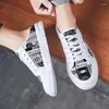 Chinelos de verão masculino tênis planos sapatos de caminhada meia moda lona lace-up venda casual