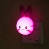 3 färger LED Cartoon Rabbit Night Lamp Switch Onoff Wall Light AC110220V EU US Plug Bedside For Children Barn Babedgåvor 240301