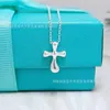 Designer tiffay and co Double Heart Six Star Crown Rotating Cross Pendant 925 Silver Necklace