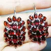 Dangle Earrings Natural Garnet Luxury Style Big Drop Earring 925 Sterling Silver 1ct 8pcs 0.4ct 38pcs Gemstone Z962809