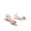 Dress Shoes Summer Fashion Sexy Banquet Comfortable Crystal Transparent Solid Color Pointed Toe Women's High Heels Sandals Women 2024