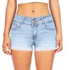 Shorts elásticos jeans multicoloridos com cintura nova feminina