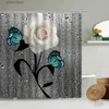 Shower Curtains Colorful Rose Flower Shower Curtain Set Butterfly Dragonfly Insect Animal Valentines Day Gift Couple Bathroom Waterproof Screen Y240316