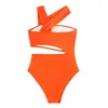 Kvinnors badkläder Kvinnor Swimsuit Stylish One Shoulder Hollow Out Monokini för Sexig Push Up Backless Summer