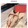 Scarpe col tacco alto argento tacchi sottili estivi nuova fibbia con una linea fata strass sandali a punta con punta avvolta per le donne tacco medio2024