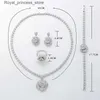 Conjuntos de joyas de boda Hadiyana Gorgeous Fashion Rose Colgante Conjunto de joyas Nuevo encantador Cubic Zirconia Conjunto de club nocturno de lujo Fábrica al por mayor TZ8070 Q240316