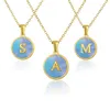 Chaînes MHS.SUN A-Z Alphabet Lettre Collier En Acier Inoxydable Ras Du Cou Bleu Coquille 26 Pendentifs Initials Chaîne Bijoux Cadeaux Femmes Filles